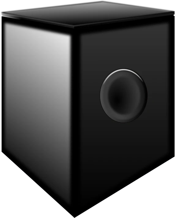 a black box with a speaker on top of it, by Andrei Kolkoutine, deviantart, thumbnail, vectorial art, middle shot, black lacquer