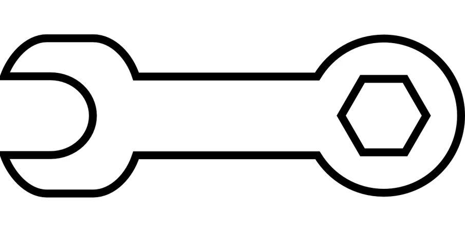 a wrenet icon on a black background, deviantart, bauhaus, wrench, black-and-white, really long, flag