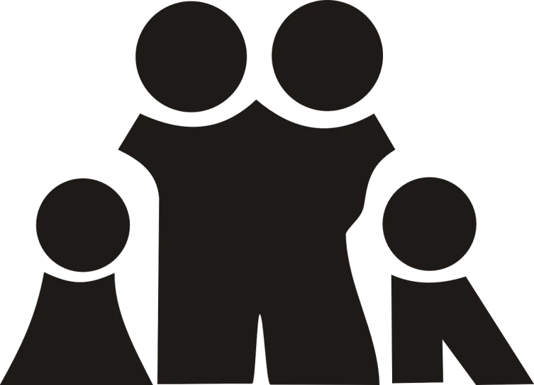 a group of people standing next to each other, a cartoon, pixabay, black on black, portrait of family of three, icon, dark. no text