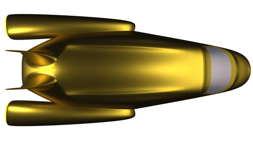 a close up of a gold motorcycle on a black background, a raytraced image, inspired by Lorentz Frölich, long flowing fins, icbm, jwst, bottom - view