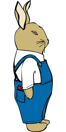 a drawing of a rabbit in overalls, a digital rendering, inspired by Beatrix Potter, moebius comic style, portrait of karl pilkington, anthropomorphic cat, m. c. esher