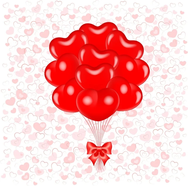 a bunch of red balloons with a bow, vector art, by Valentine Hugo, romanticism, a beautiful artwork illustration, camouflage made of love, vector, version 3