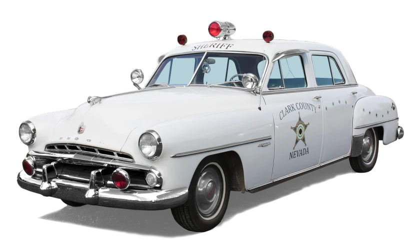 a white police car with its lights on, a portrait, by Arnie Swekel, pixabay, 1950s, wyoming, various posed, cone