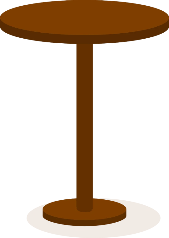 a brown table on a white background, by Sun Long, simple cartoon, cocktail bar, very tall, simple primitive tube shape