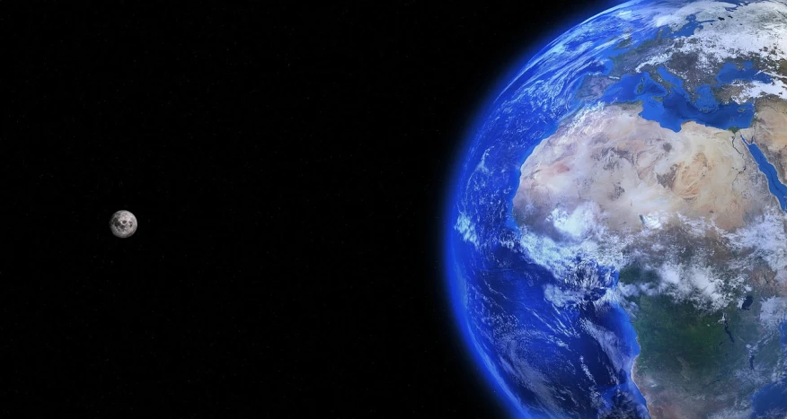 a view of the earth and the moon from space, pexels, fantastic realism, 1024x1024, background image, profile pic, three-dimensional