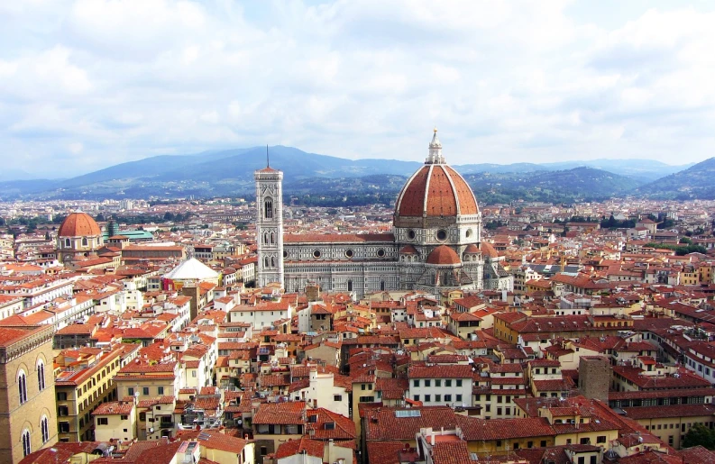 a view of a city from the top of a tower, pixabay, renaissance, filippo brunelleschi, 2000s photo, flower, wikipedia