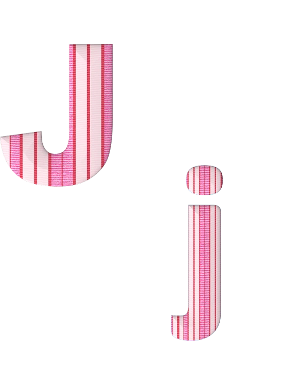 a close up of the letters j and j on a black background, a screenshot, inspired by Juraj Julije Klović, letterism, stripey pants, made of cotton candy, red and white stripes, bottom view