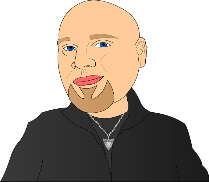 a bald man with blue eyes and a beard, vector art, pixabay contest winner, digital art, gopnik in a black leather jacket, ice - t, !!! very coherent!!! vector art, black backround. inkscape