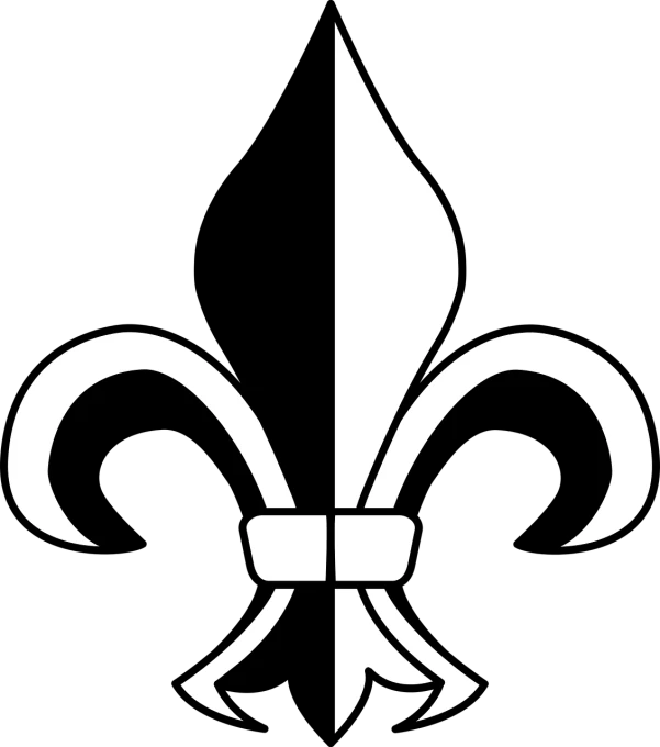 a white fleur de lis on a black background, by Thomas Tudor, deviantart, boy scout troop, french resistance, noir, osiris