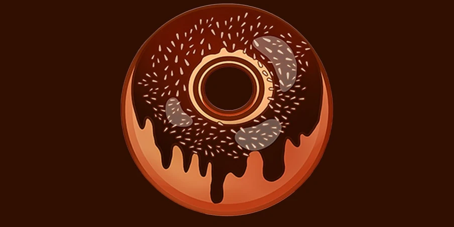 a chocolate donut with sprinkles on a brown background, vector art, inspired by Trevor Brown, pixabay contest winner, hurufiyya, avatar image, sticker illustration, black hole with accretion disс, dripping