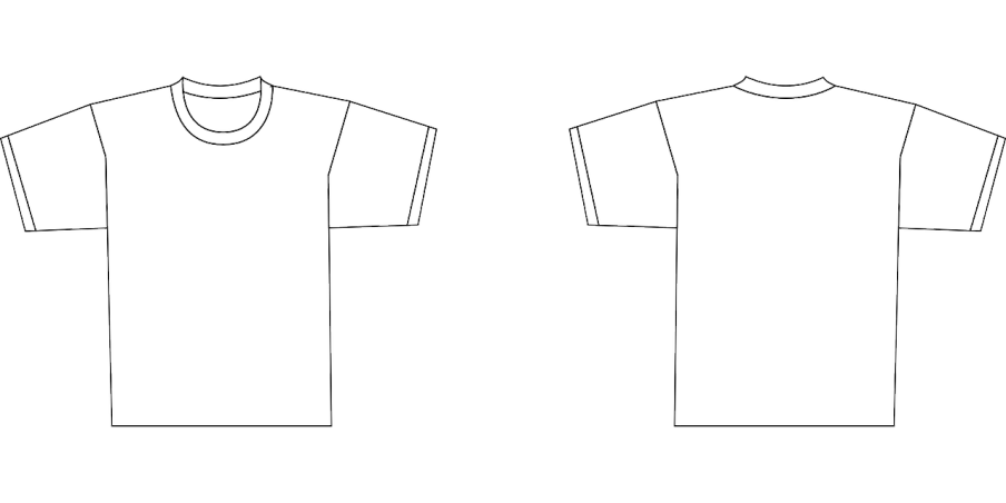 the front and back of a t - shirt, lineart, pixabay, computer wallpaper, basic background, no jersey, [ overhead view of a table ]!!