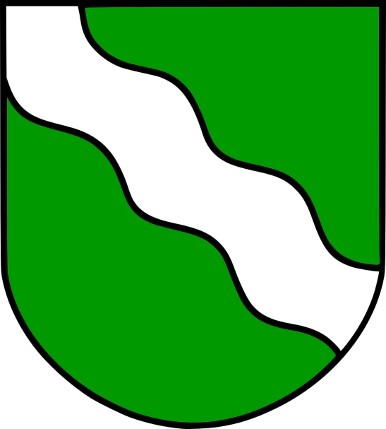 a green and white shield with a white stripe, a digital rendering, by Arent Arentsz, renaissance, rivers, very simple, family crest, worm