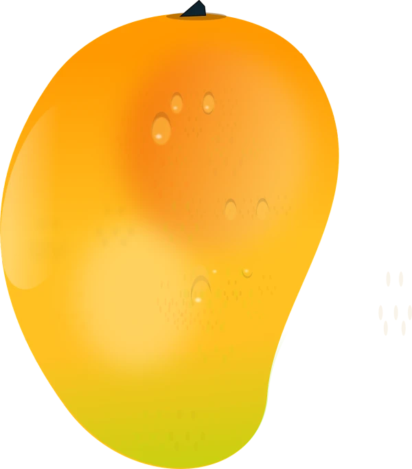 a close up of a mango on a white background, a digital painting, inspired by Ei-Q, rasquache, soap bubbles, gradient light yellow, background(solid), with two characters