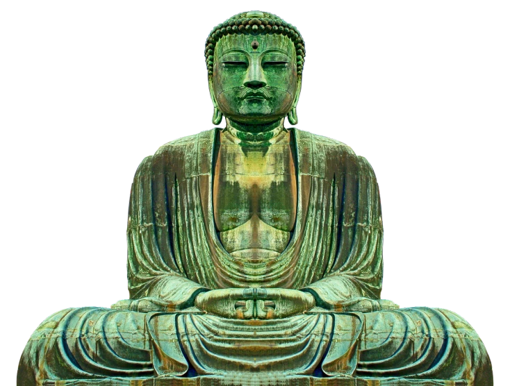 a statue of a person sitting in a lotus position, a digital rendering, inspired by Kaigetsudō Anchi, cloisonnism, postprocessed, glitchart, the buddha, wooden