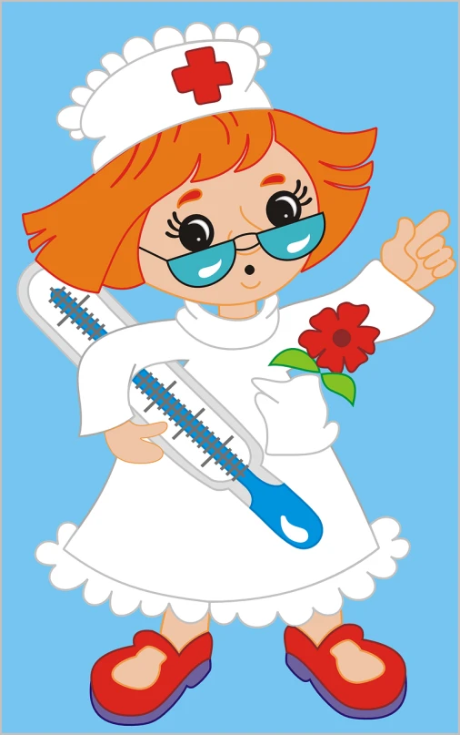 a cartoon nurse with a thermometer in her hand, shutterstock, naive art, girl with glasses, e. h. beatrice blue, cut, princess