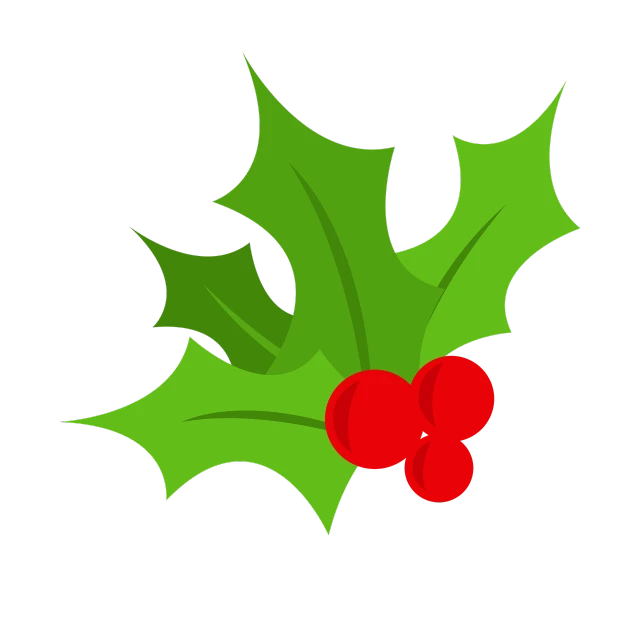 a sprig of holly with red berries, a digital rendering, inspired by Masamitsu Ōta, hurufiyya, on a flat color black background, weed cutie mark, presents, cut