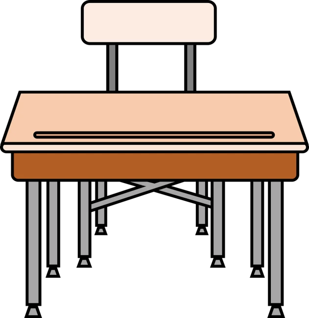 a desk with a chair on top of it, pixabay, mingei, seifuku, front facing, flattened, eye level view