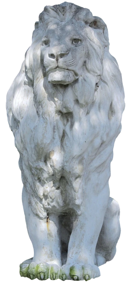 a close up of a statue of a lion, a marble sculpture, by Paul Davis, fine art, 2 d full body lion, bottom - view, vista view, long white mane