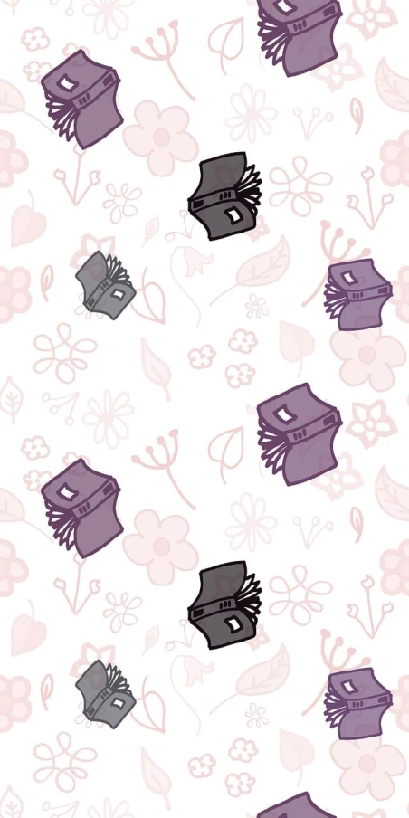 a pattern of books and flowers on a white background, by Amédée Ozenfant, deviantart, raining dollars, violet theme, avatar image, cute details