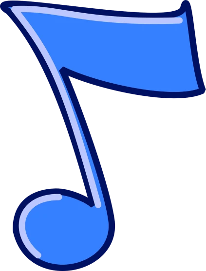 a blue musical note on a white background, an illustration of, pixabay, svg comic style, large view, upright, tall
