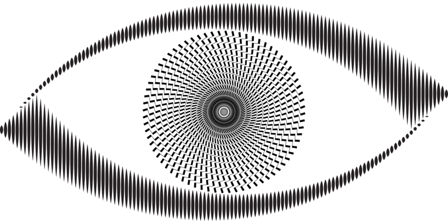 a black and white image of a fish, a raytraced image, by Ryoji Ikeda, hurufiyya, stylistic oval black eyes, infinity time loop, one line, bezier curve