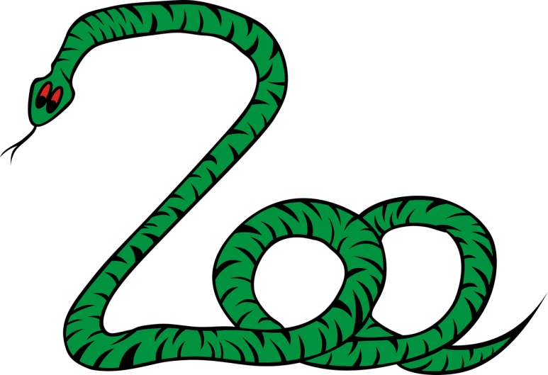 a green snake on a black background, a digital rendering, by Zoran Mušič, 70s progressive rock logo, zoo, zebra, rope