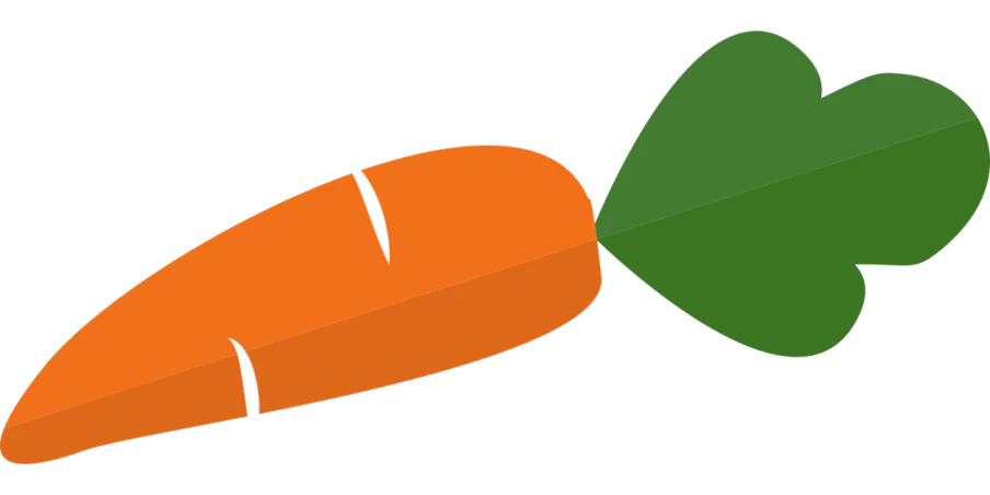 a carrot with a leaf on top of it, a screenshot, inspired by Masamitsu Ōta, pixabay, hurufiyya, ( ( ( koi colors ) ) ), long view, cad, simple cartoon