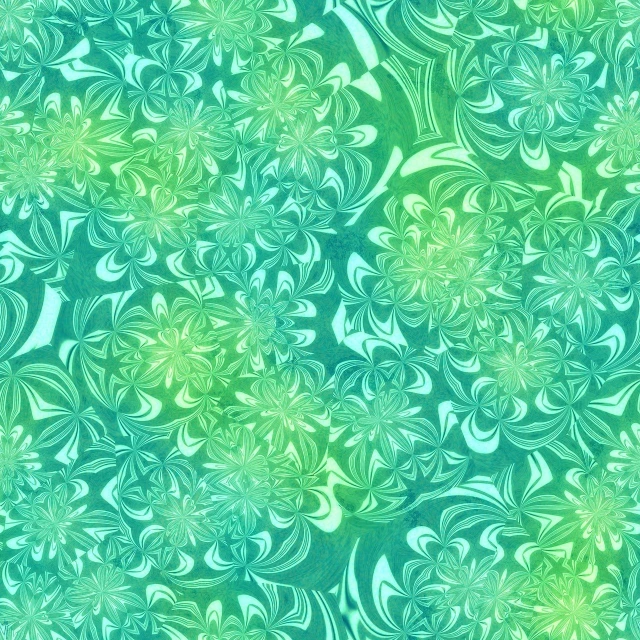 a pattern of green and white flowers on a green background, a digital rendering, inspired by Ernst Haeckel, marbled swirls, turquoise gradient, blue and green water, pastel glaze