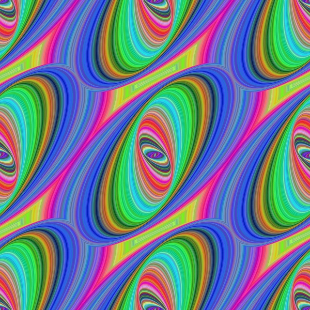 an image of a psychedelic pattern, inspired by Bridget Riley, trending on pixabay, generative art, repeating pattern. seamless, vivid neon colors, fibonacci flow, very elongated lines