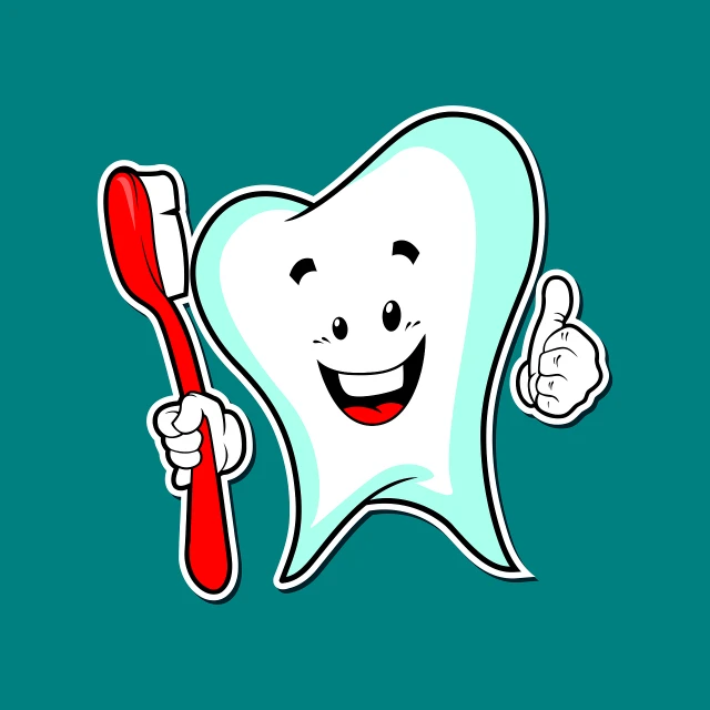a cartoon tooth holding a toothbrush and giving a thumbs up, an illustration of, inspired by Tooth Wu, shutterstock, cartoon style illustration, full color illustration, masterpiece fine details, a green