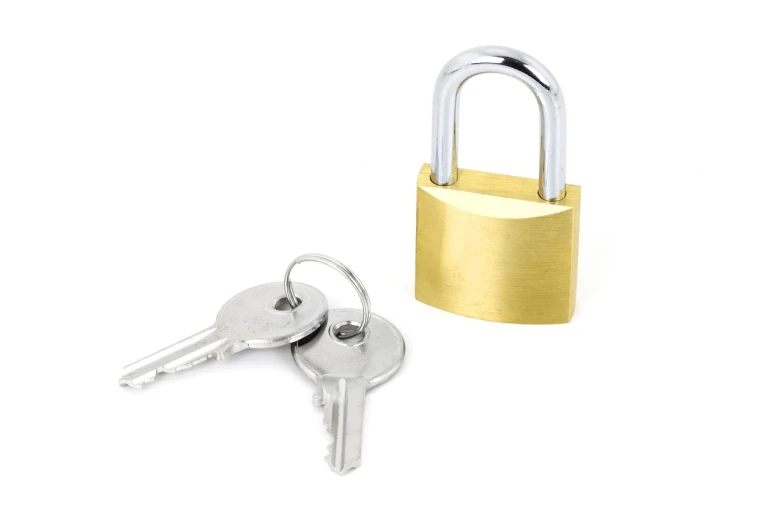 a small ss padlock with a key