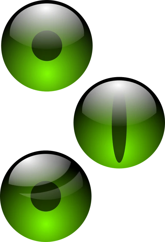 three green eyes on a white background, deviantart, digital art, backscatter orbs, no gradients, cat eye, they might be crawling