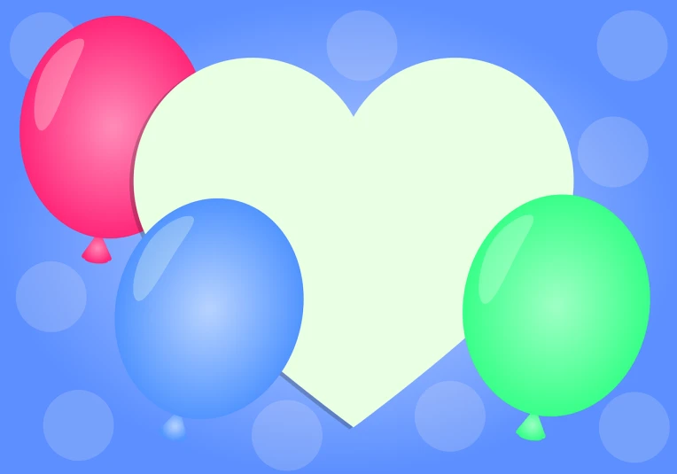 several balloons in the shape of a heart on a blue background