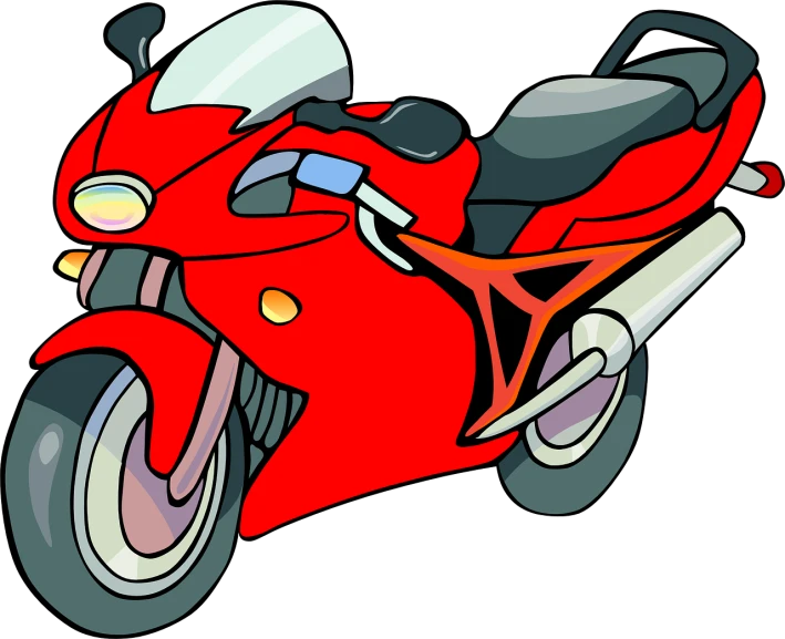 a red motor bike that has no wheels