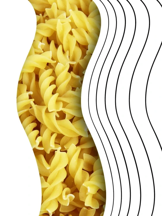 a close up of pasta noodles, with waves of noodles