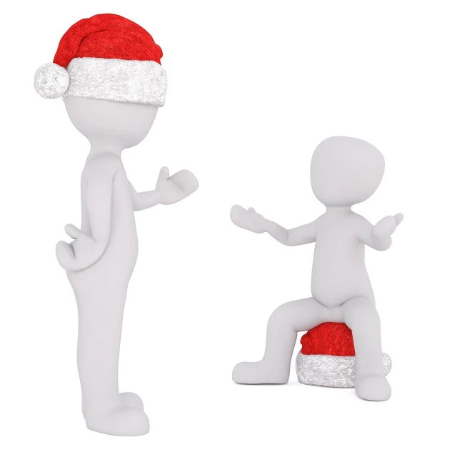 an animation figure is wearing a santa hat