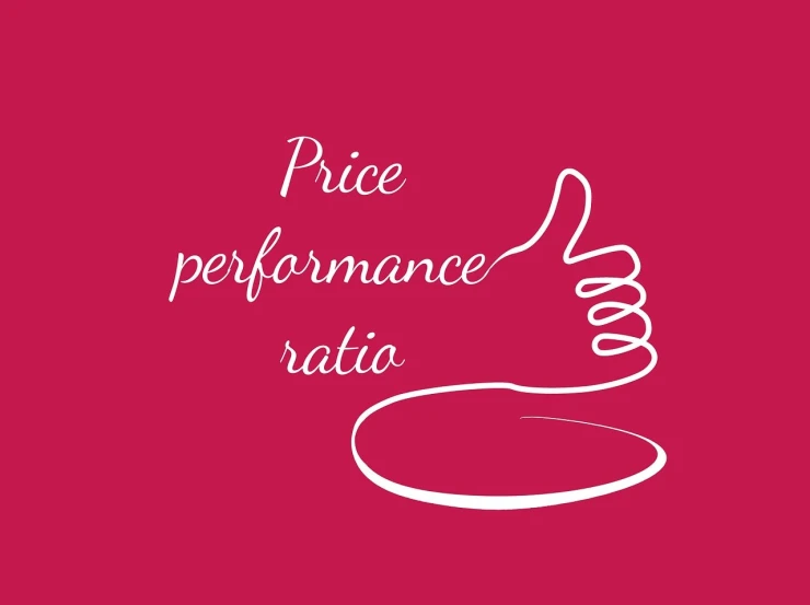 a handwritten text with the words price performance radio in white on a red background