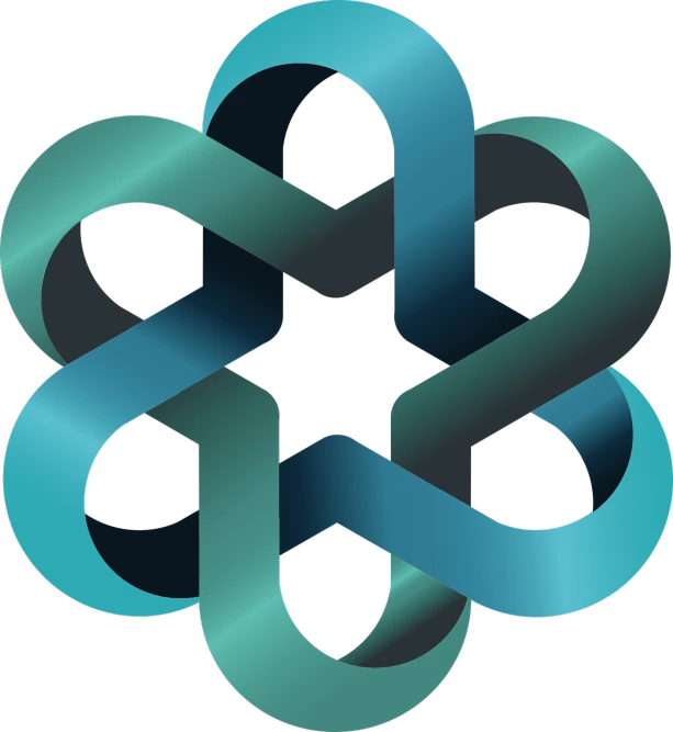 the loop logo with an abstract pattern and a metallic colored border