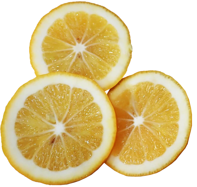 a group of three lemon slices cut in half