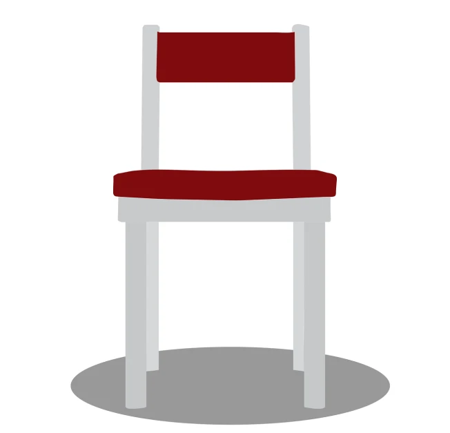 a white and red chair with a red seat