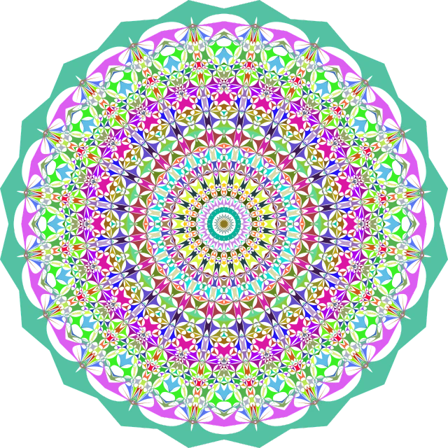 a colorful round - like image is seen in black and white