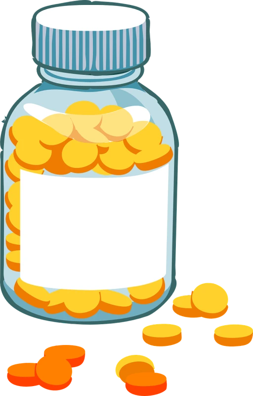a jar filled with yellow coins, sitting next to some small coins