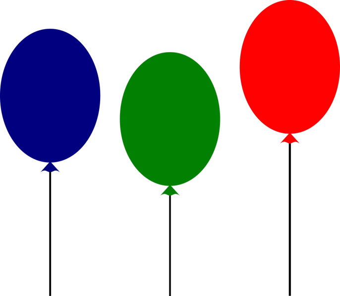 four balloon type balloons all colored with different colors