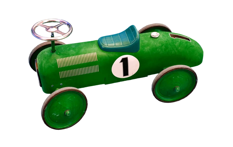 an old fashioned racing car with wheels