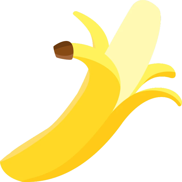 a yellow banana with a brown stalk sitting next to it