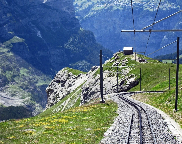 a view of an empty mountain on a cable car