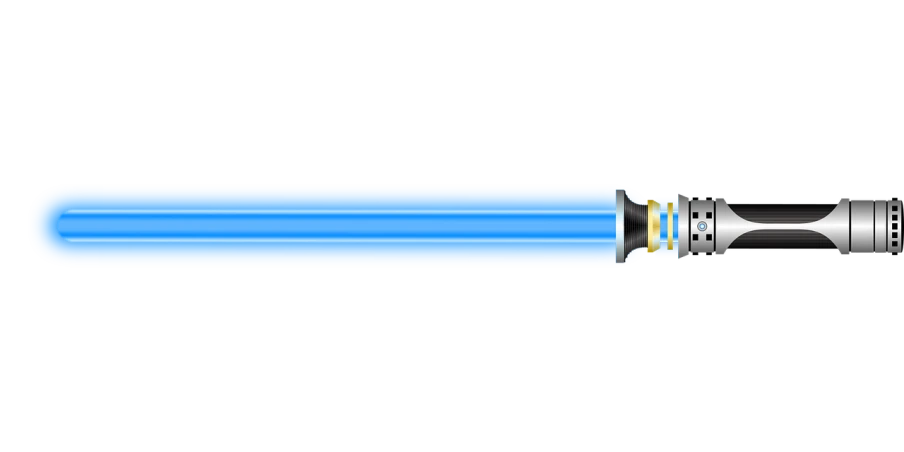 a plastic flashlight light bulb glowing blue