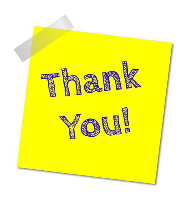 the word thank you written on a sticky note