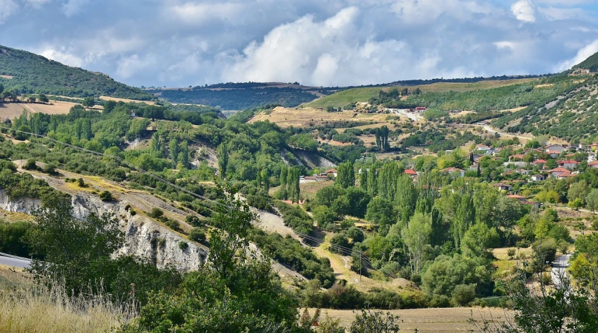 the small village is nestled on the mountain