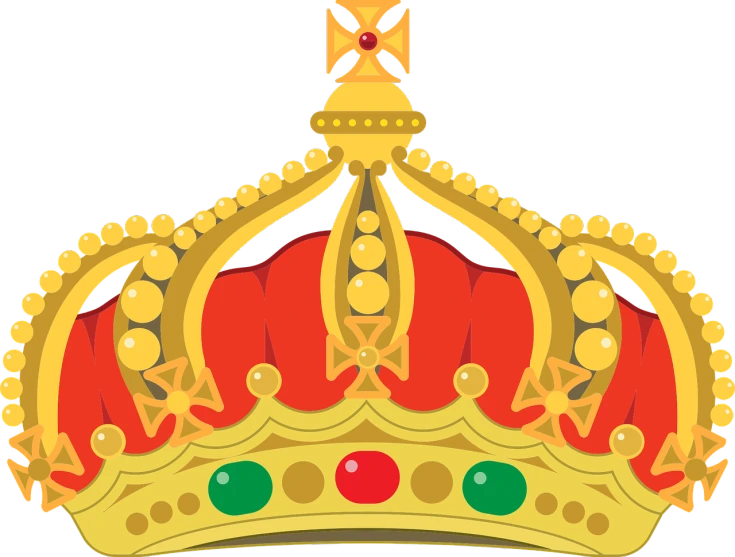 a gold crown that has red, green and yellow